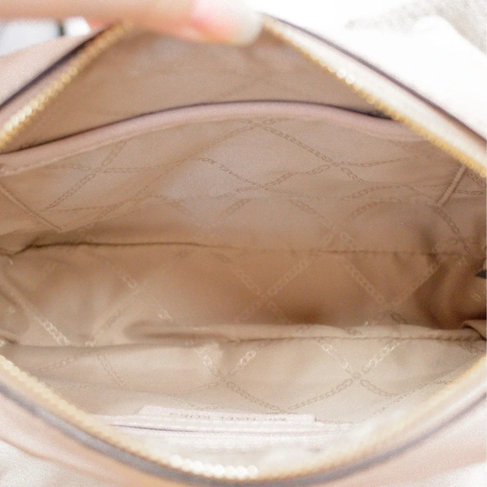 Michael Kors Quilted Floral Light Rose Gold Leather Camera Crossbody